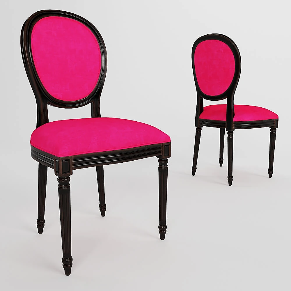 Classic French Style Dining Chair with Pink Velvet