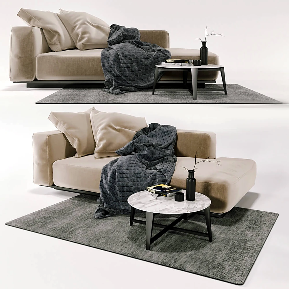Chaise longue with Modern Beige Fabric