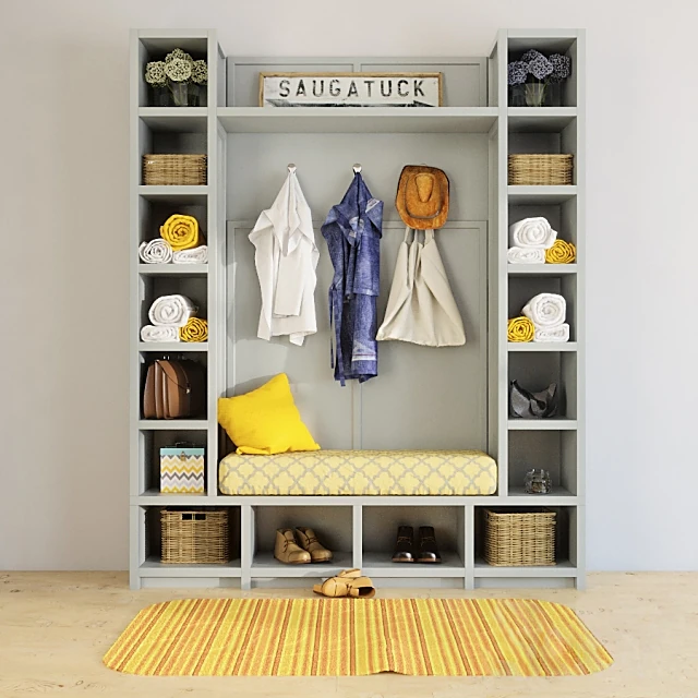 Entrance Hall Unit with Storage Bench and Shelving