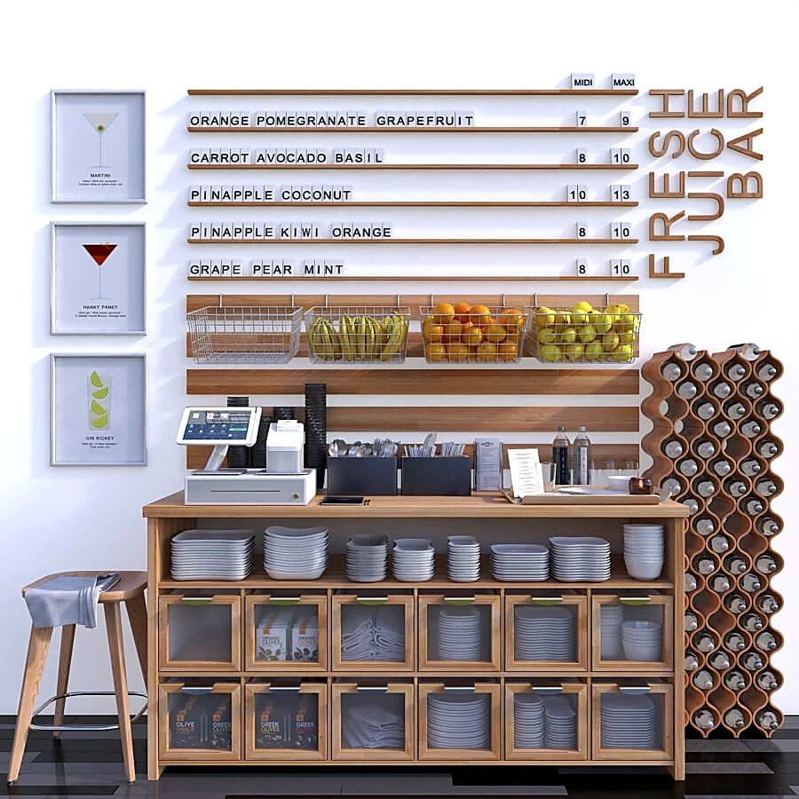 Modern Wooden Juice Bar with Clover POS System