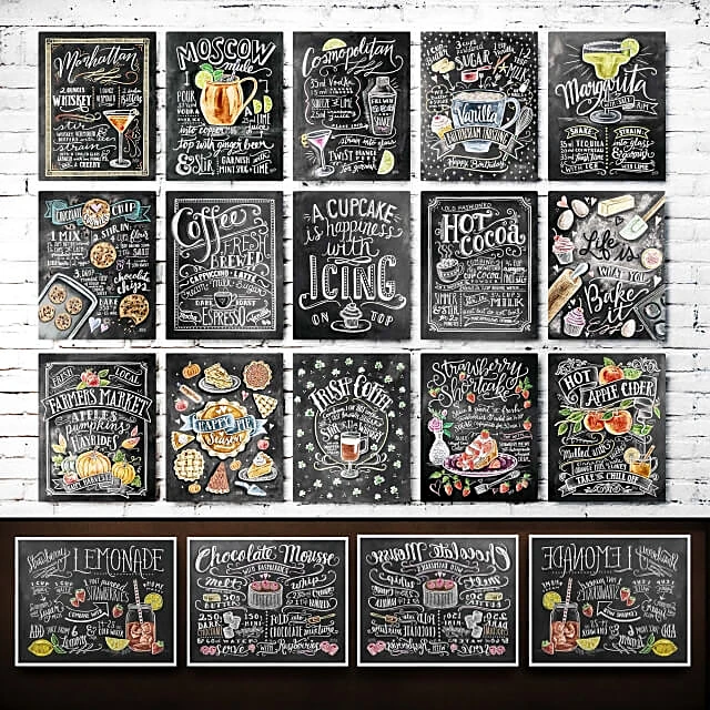 Chalkboard Art Prints Hand-Drawn Lovelies 1 by Valerie Mckeehan