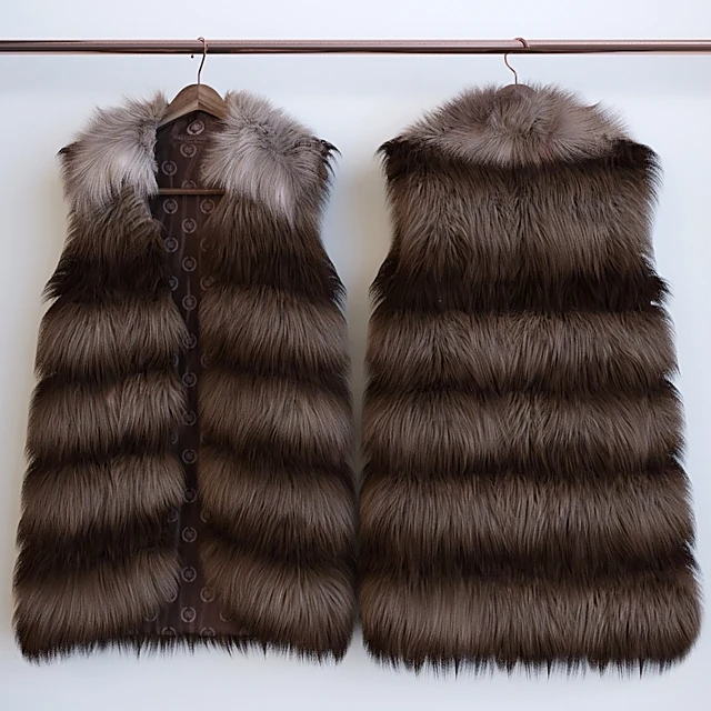 Fur Vest with Faux Fur Texture