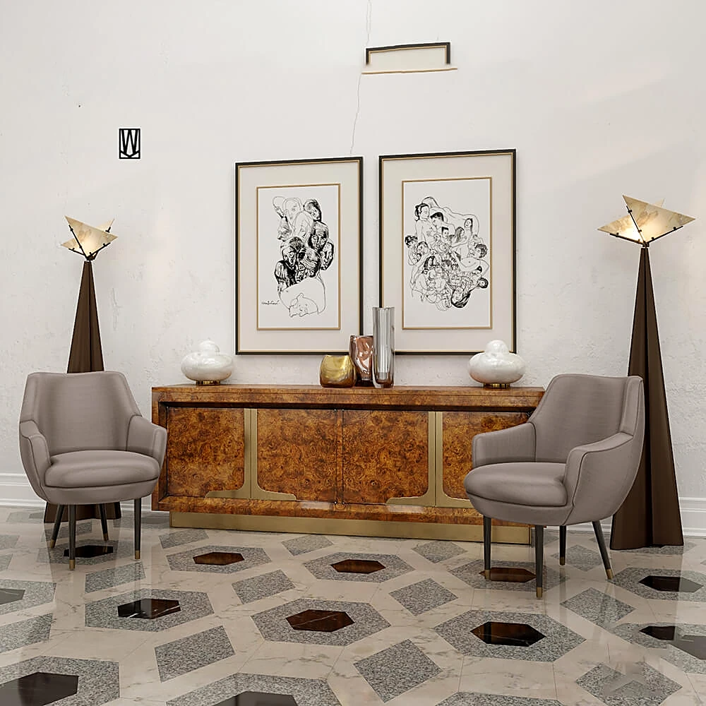 Armchairs / Sideboard & Chest of Drawer / Decorative set 1