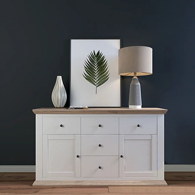 Scandi Chest of Drawers with White Finish and Wood Top