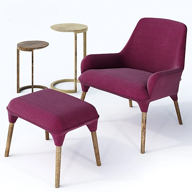 Armchair and Nest Tables Plum by CULT