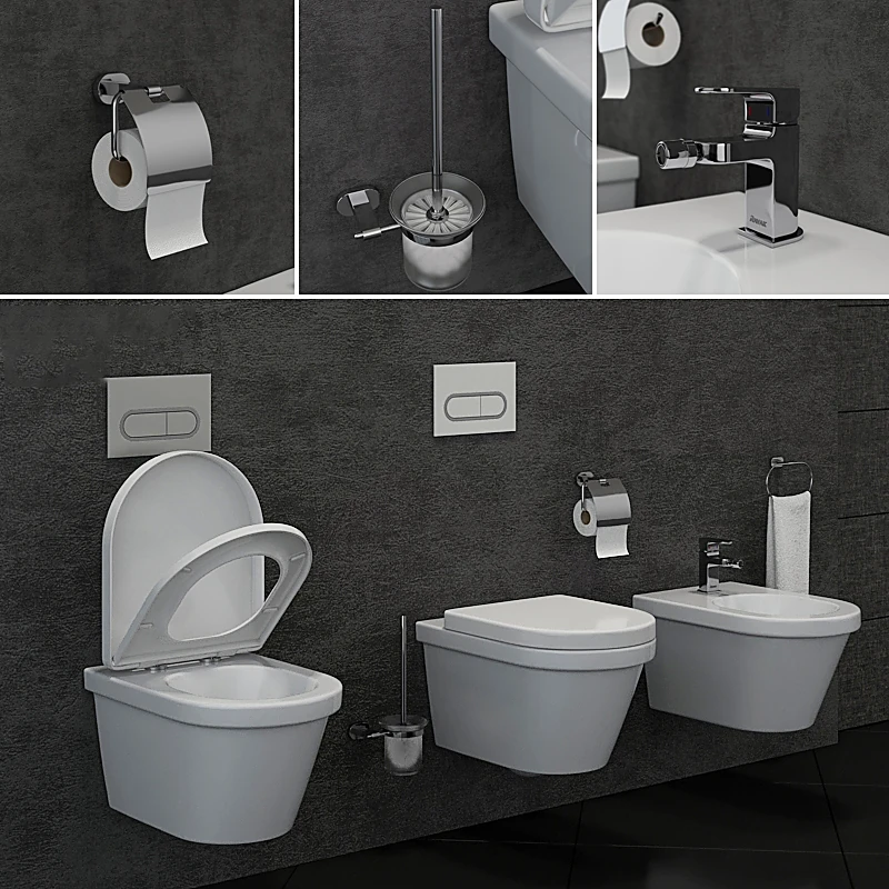 Toilet and Bidet Set Chrome by Ravak