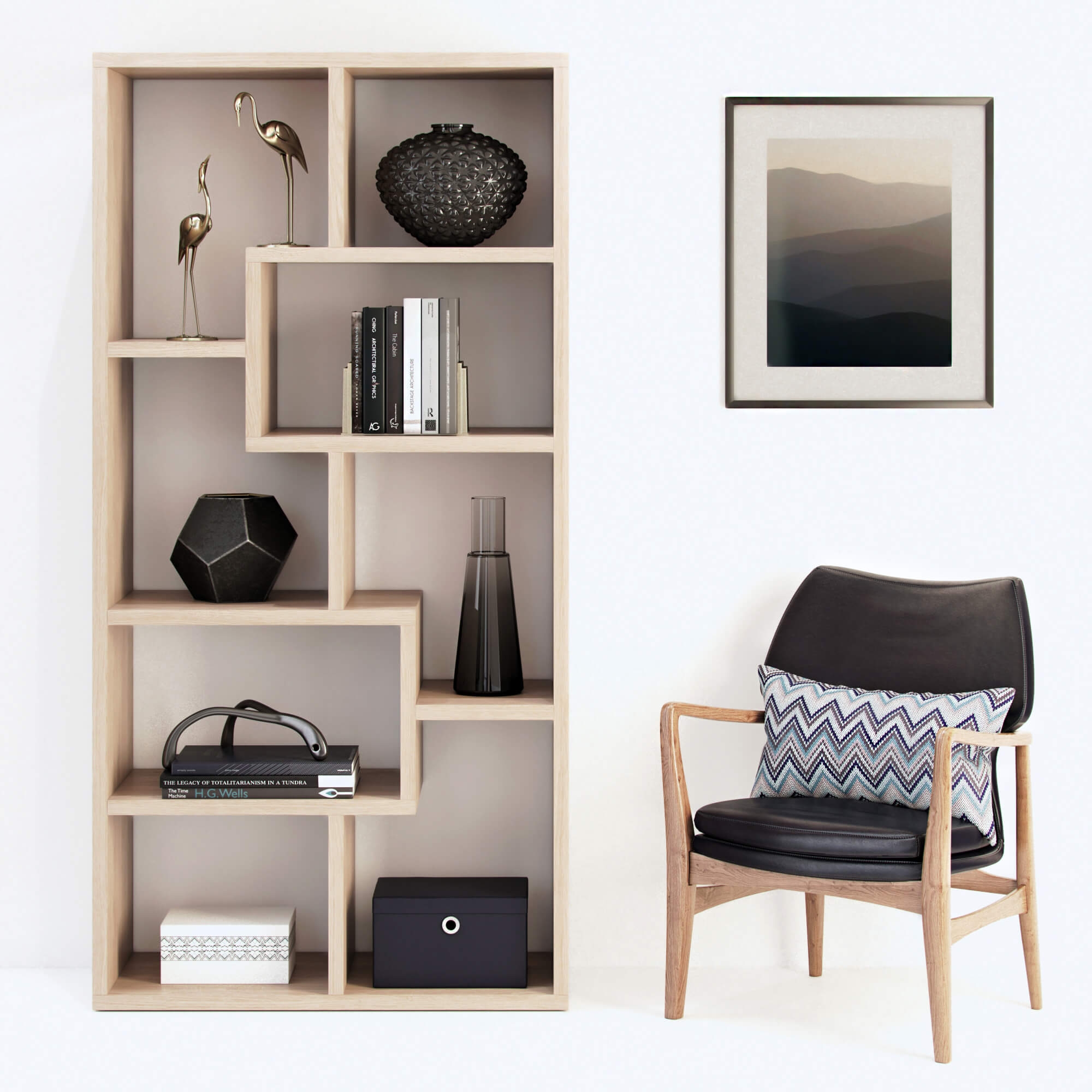 Armchairs / Shelves / Decorative set 1