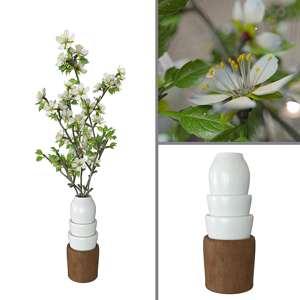 Decorative Vase with Stacked Ceramic and Wood