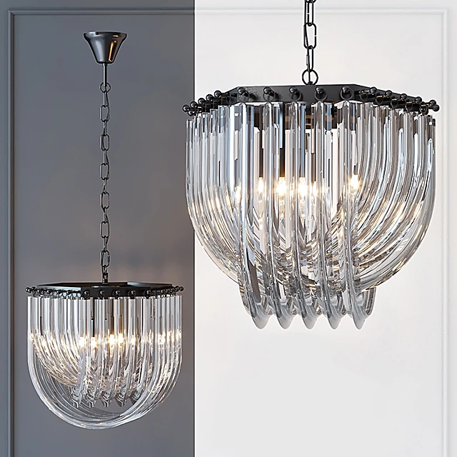 Chandelier with Frozen Glass Elements