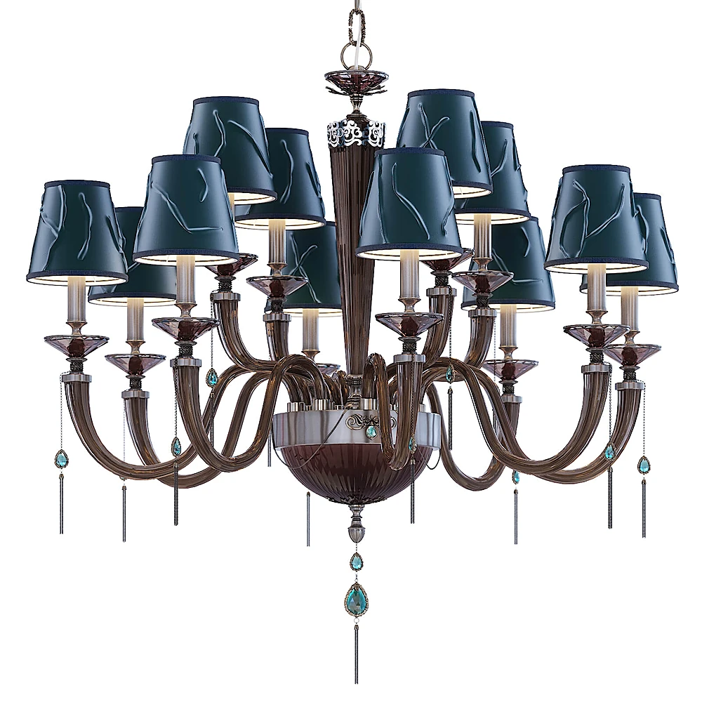 Chandelier Julienne Fume shade L8 + 4 Green by Euroluce