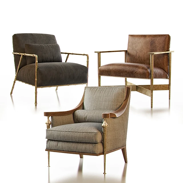 Contemporary Armchair Set with Mixed Materials