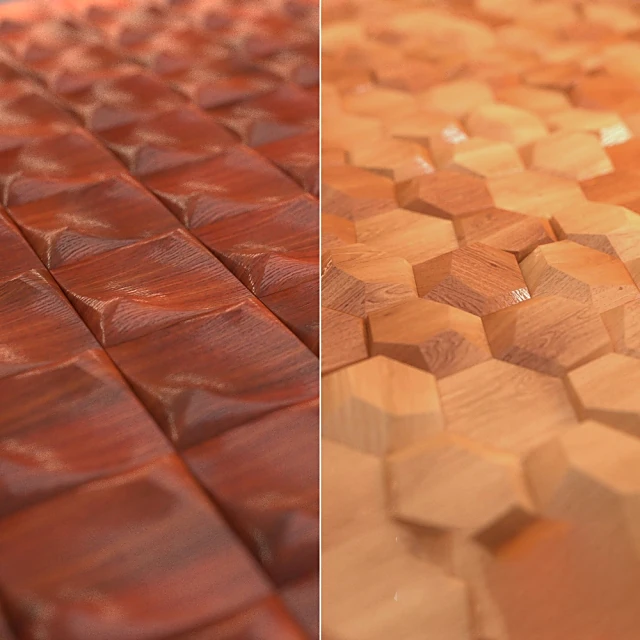 Relief Wooden Wall Tiles with Geometric Patterns