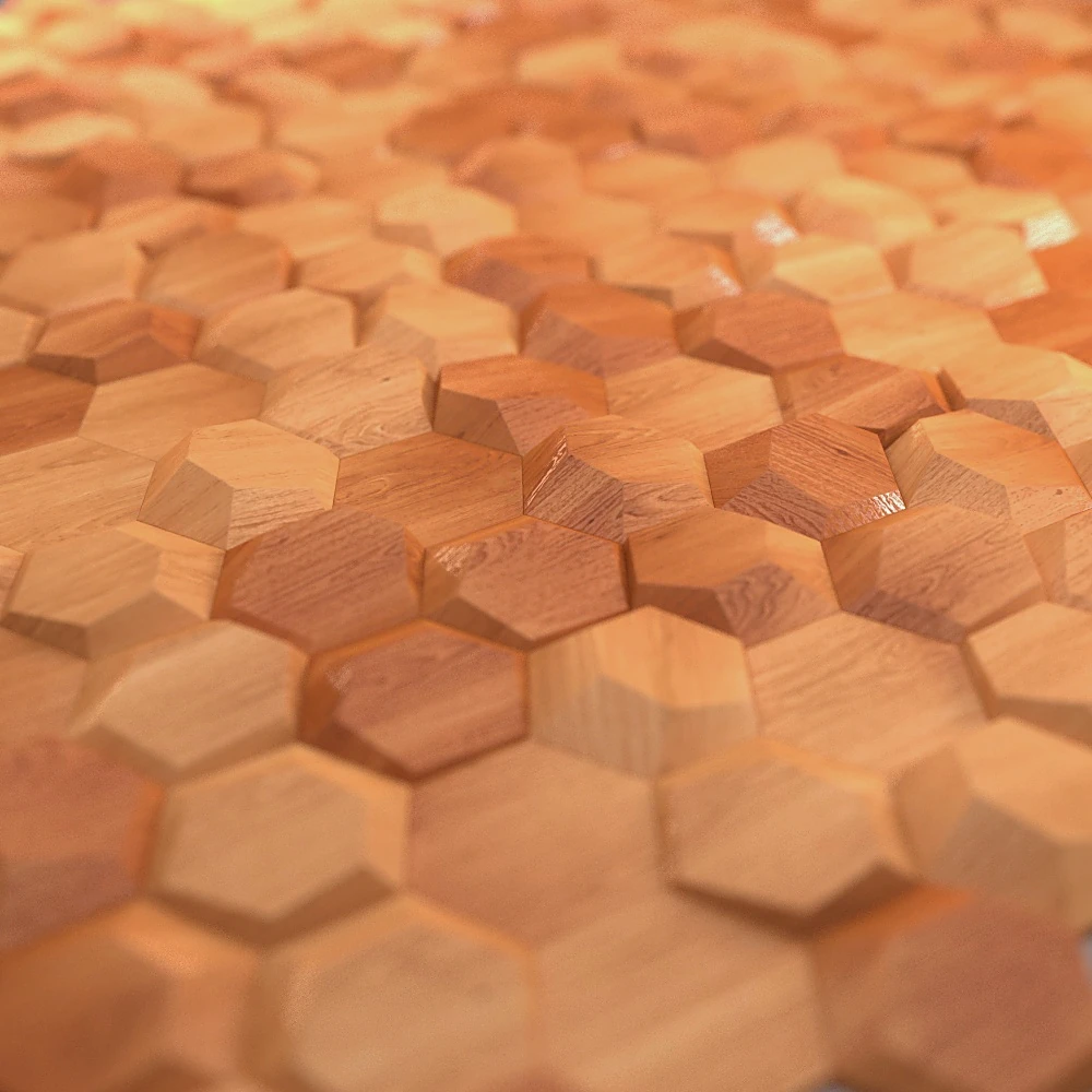 Relief Wooden Wall Tiles with Geometric Patterns (3)