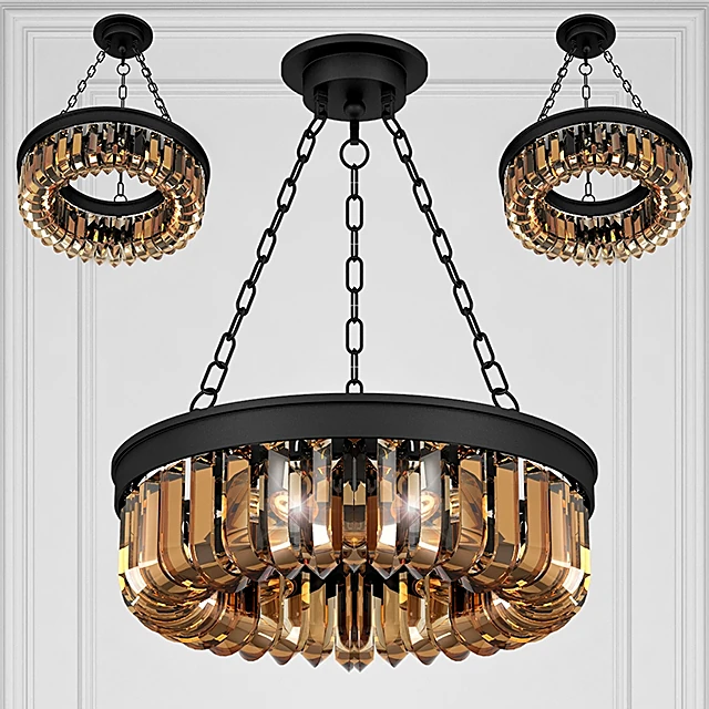 Chandelier with Retro Frozen Glass Elements