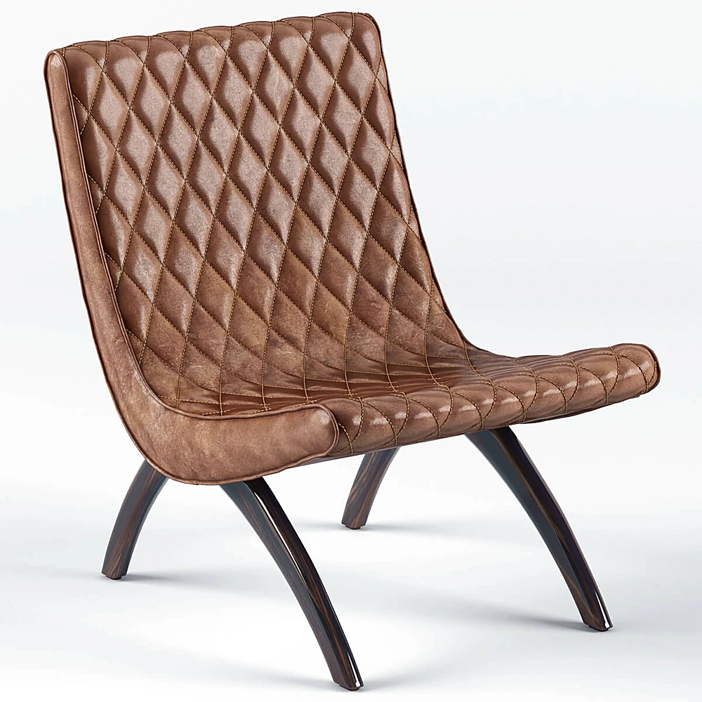 Mid-Century Modern Quilted Leather Lounge Chair