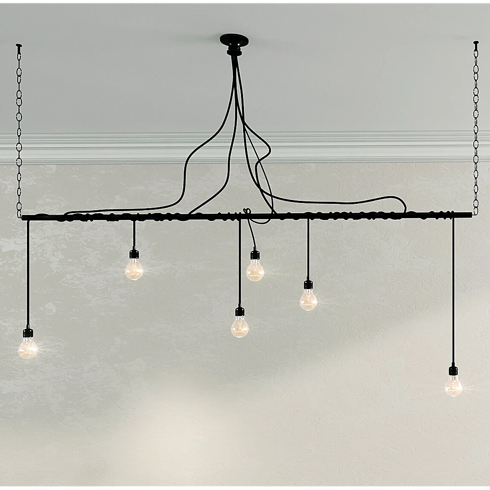 Chandelier Loft Style with Six Lamps