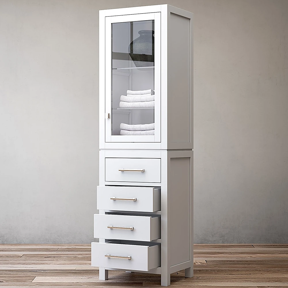 Bathroom Cabinet with Glass Door and Drawers