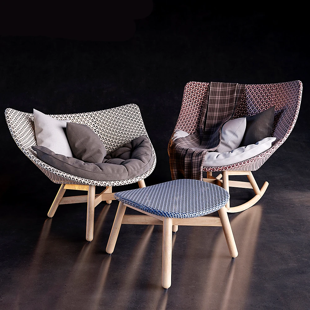 Armchair and Ottoman Set Mbrace by Dedon