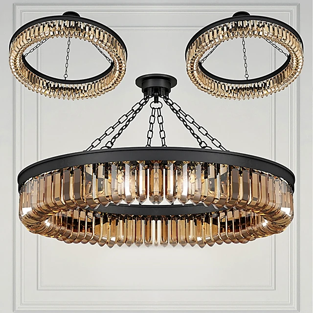 Chandelier with Retro Frozen Glass