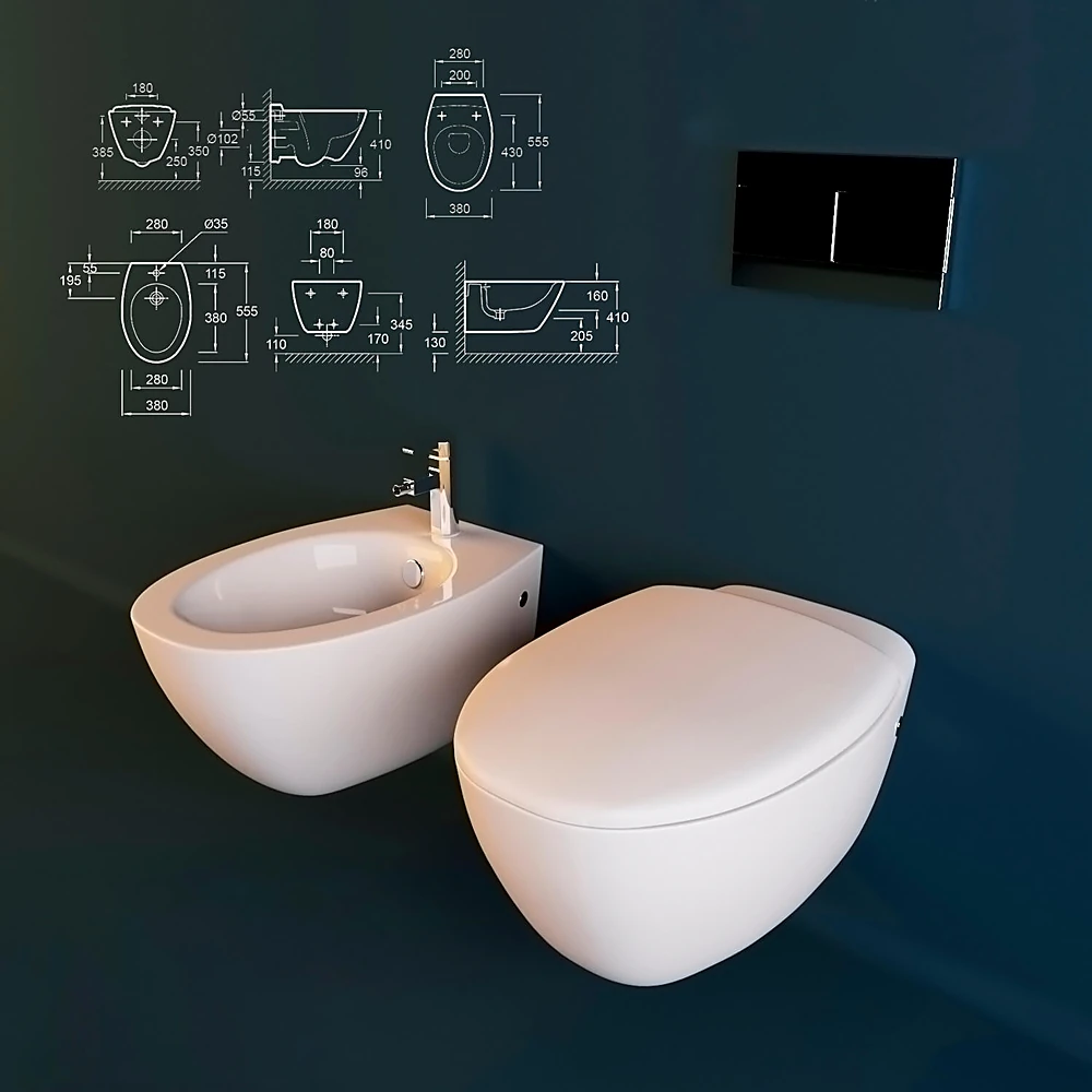 Wall-hung Toilet and Bidet Set Presquile by Jacob Delafon