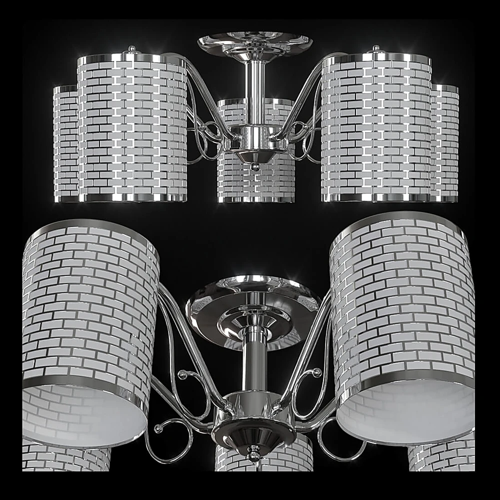 Chandelier with Patterned Cylindrical Shades