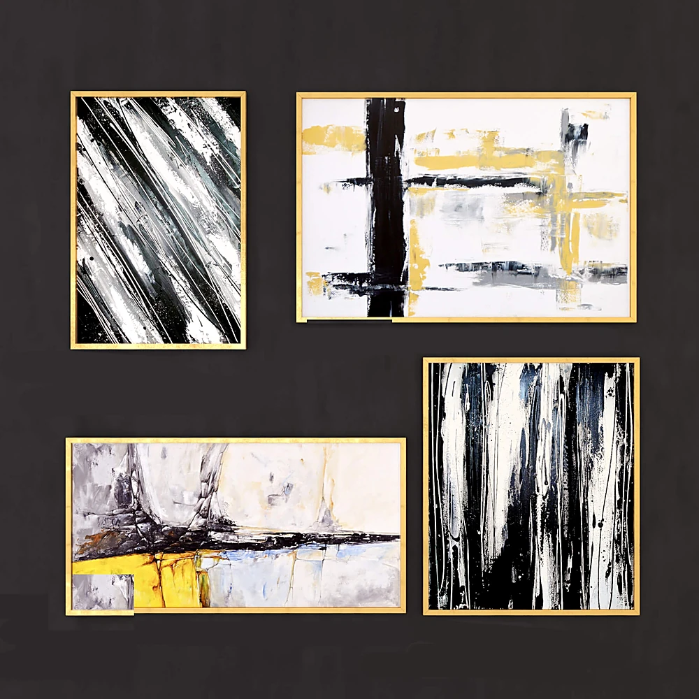 Abstract Paintings with Gold Frames