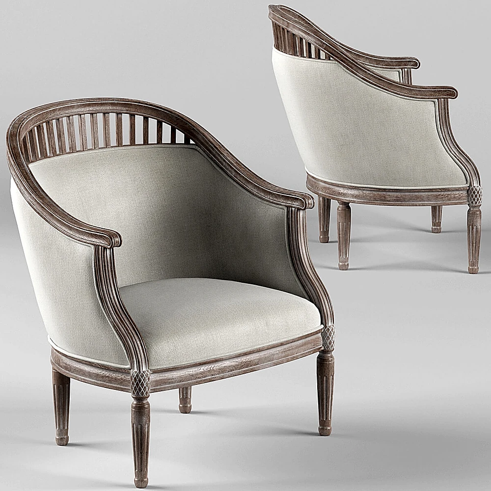 Classic Ivory Rounded Ladder Armchair