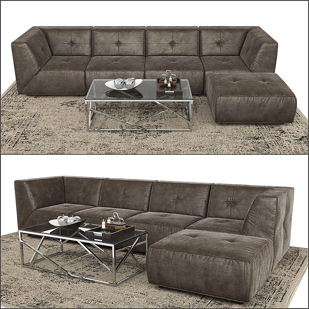Sectional Sofa Divani Casa and Ottoman by Divani Casa