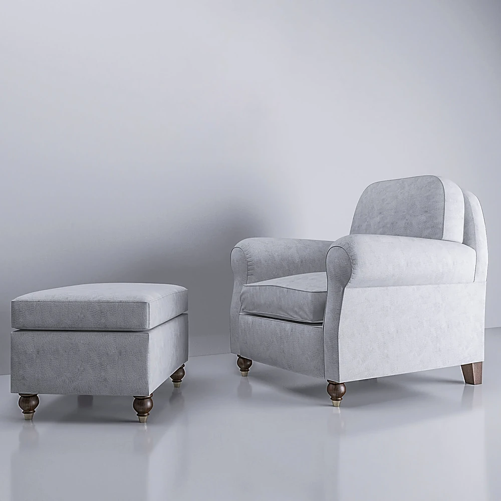 Upholstered Armchair and Ottoman Set