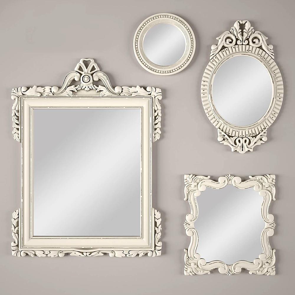 Vintage Mirror Set with Hand-Carved Frames