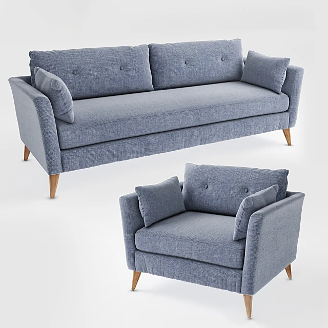 Sofa and Armchair Set db004535, db004536 by Dialma Brown