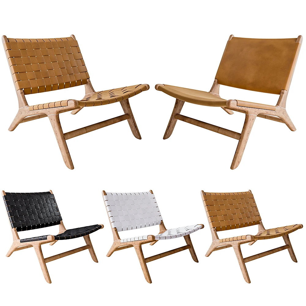 Lounge Chair with Woven and Flat Leather
