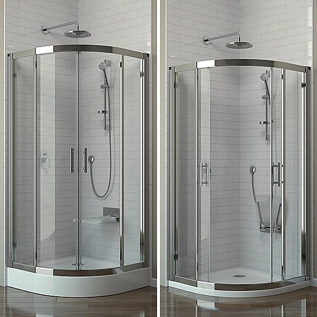 Semicircular Shower Cabin with Glass and Metal