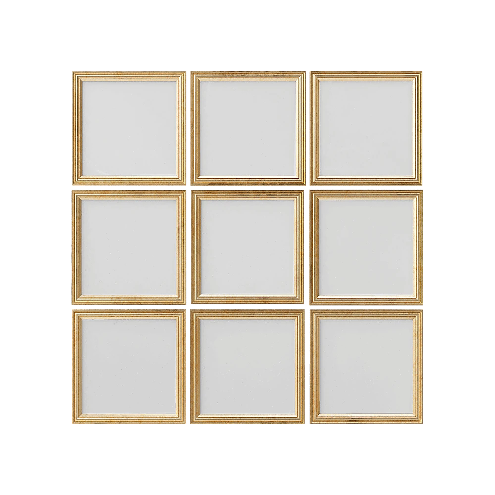 Picture Frames with Golden Borders Grid