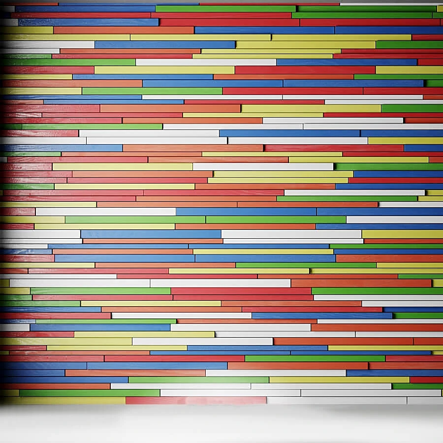 Wall Panel with Colored Wooden Slats