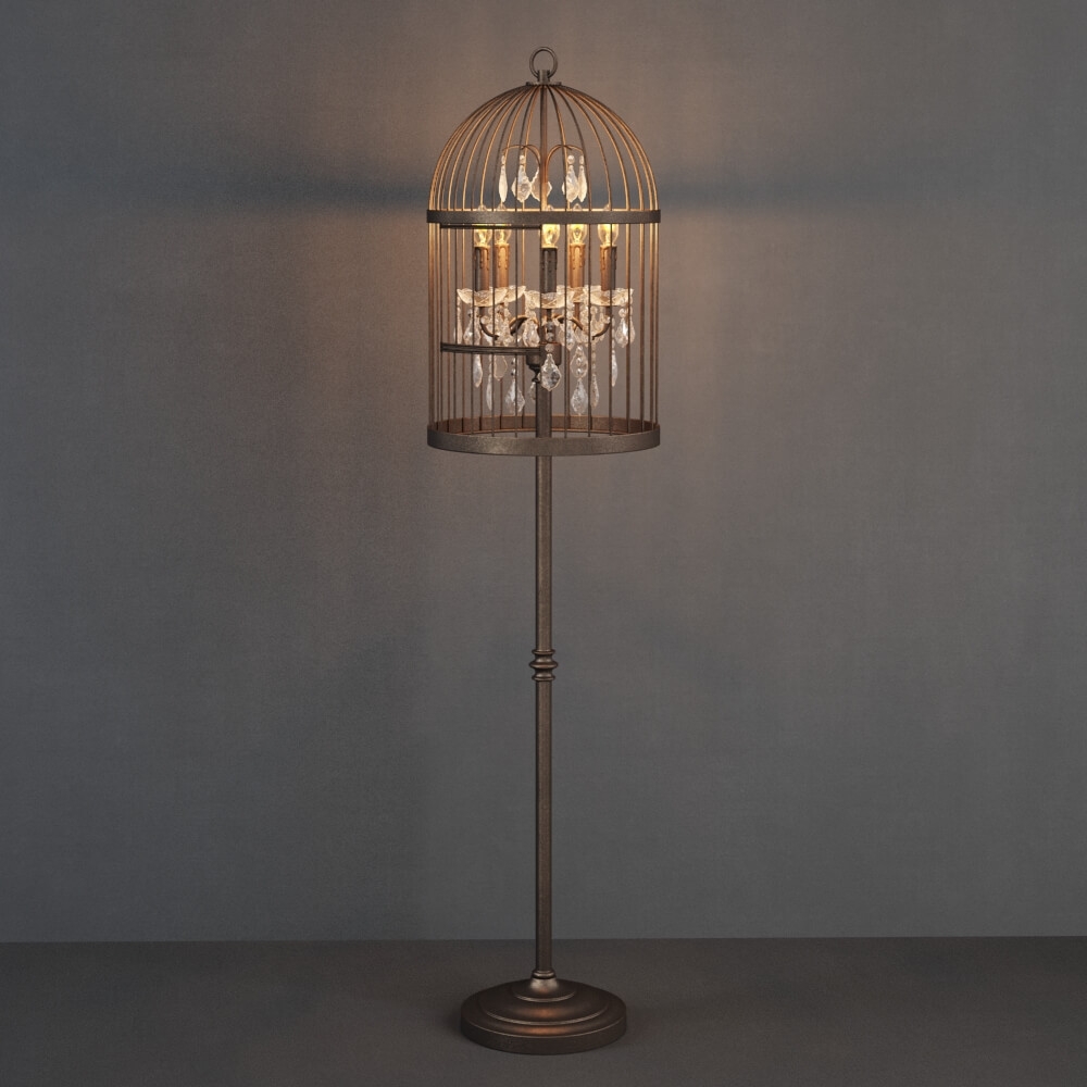 Gramercy Home - Birdcage crystal floor lamp FL008-5-ABG - download 3d