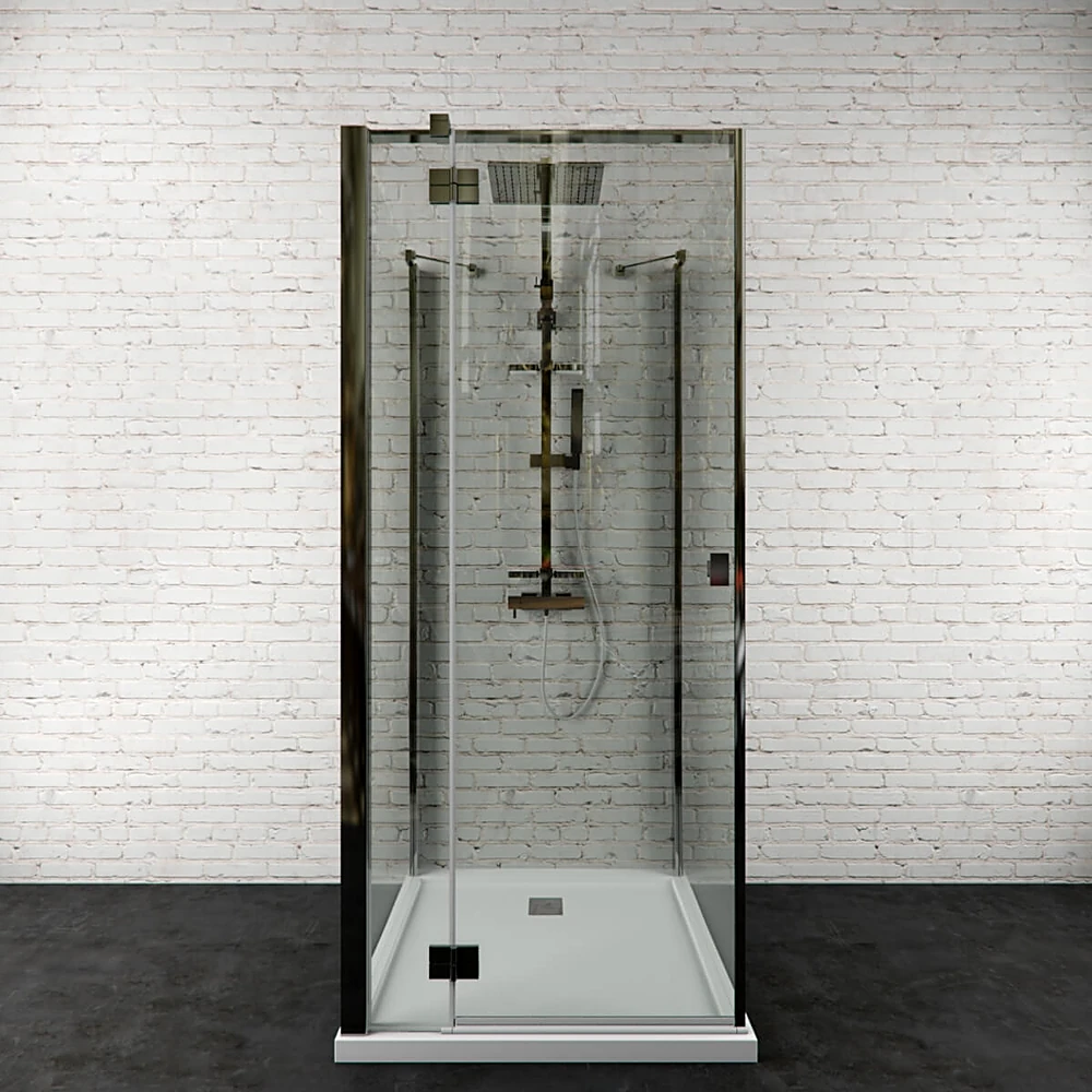 Shower cabin with Glass Panels and Metal Frame