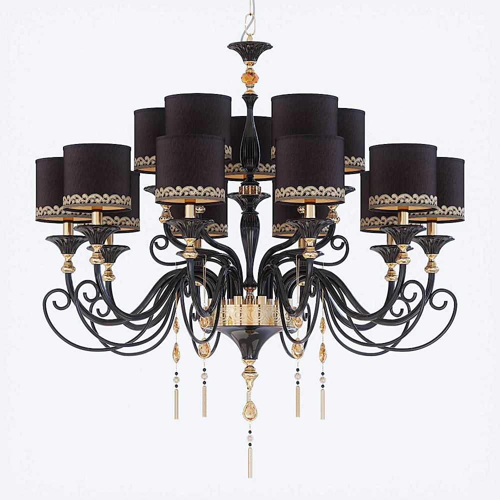Ornate Black and Gold Chandelier