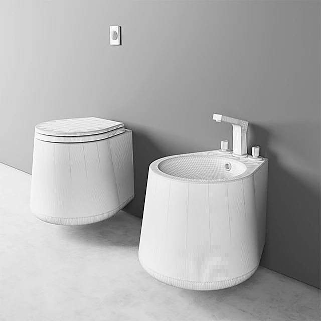 Modern Wall-Mounted Toilet and Bidet Set