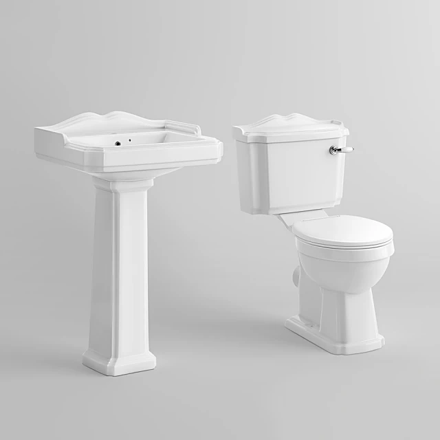 Classic White Ceramic Washbasin and Toilet Set