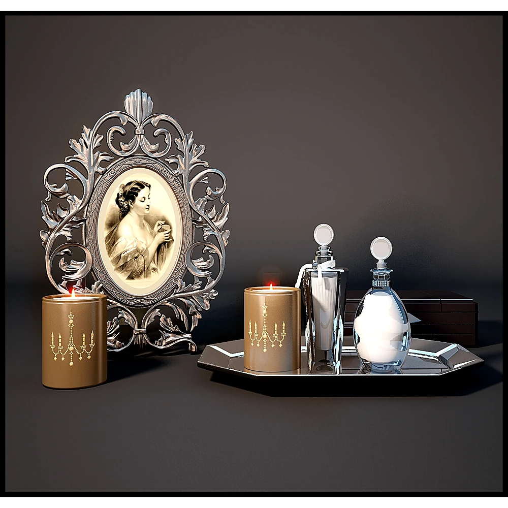 Decorative Set with Classic Ornate Frame