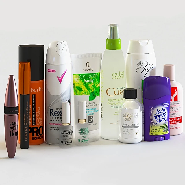Personal Care Product Set with Modern Plastic Containers