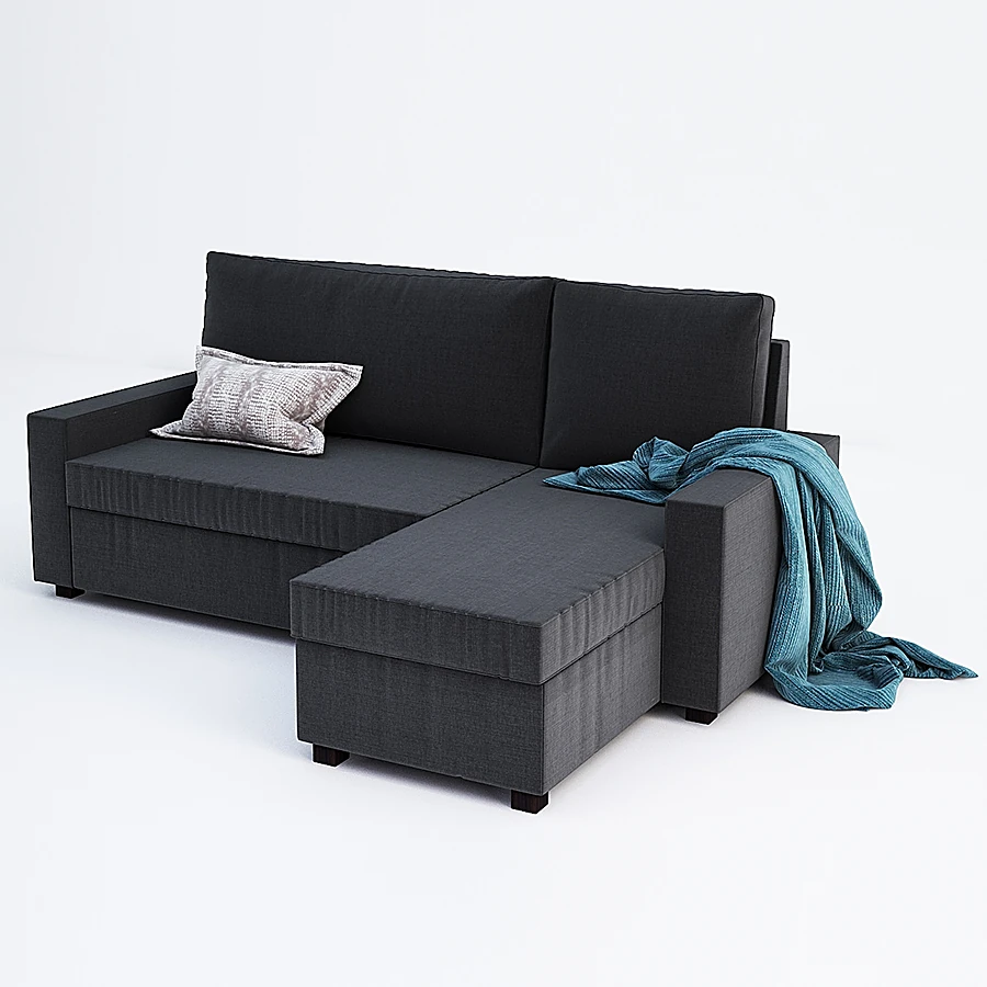 L-shaped Sofa with Dark Grey Fabric