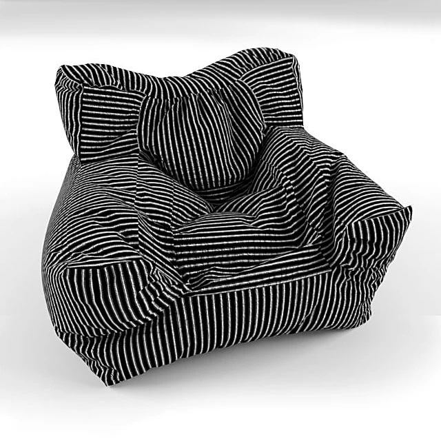 Casual Poof Chair with Striped Fabric