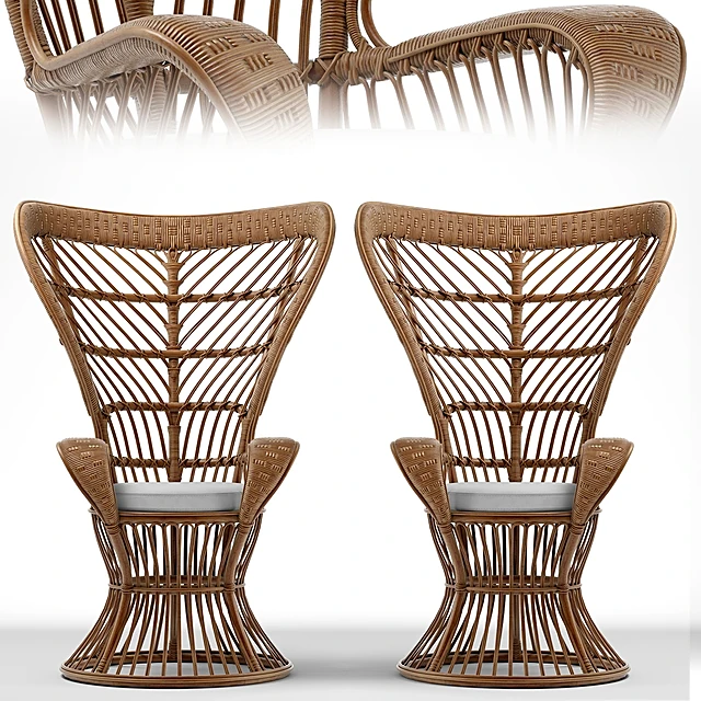 Natural Rattan High-back Armchair