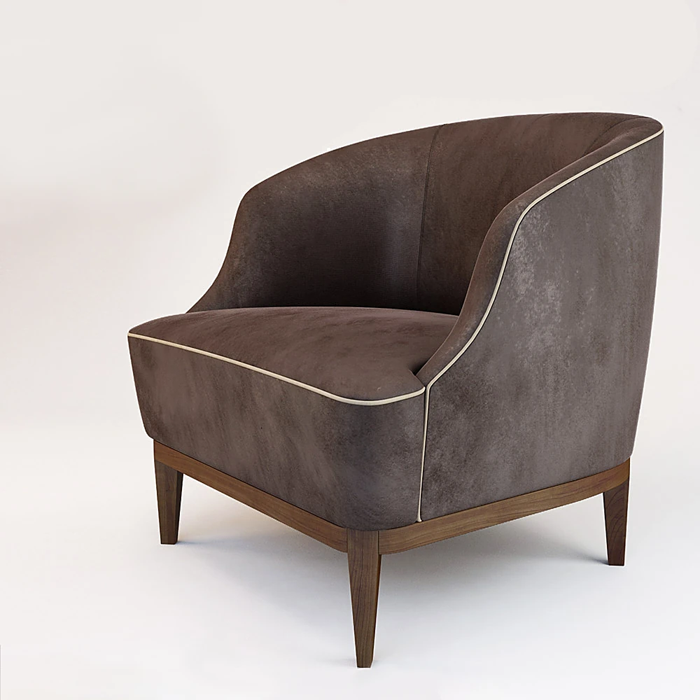 Camel Velvet Armchair