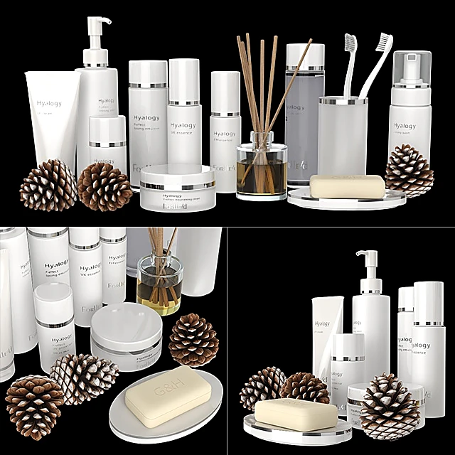 Bathroom Accessories Set of white cosmetics by Hyalogy