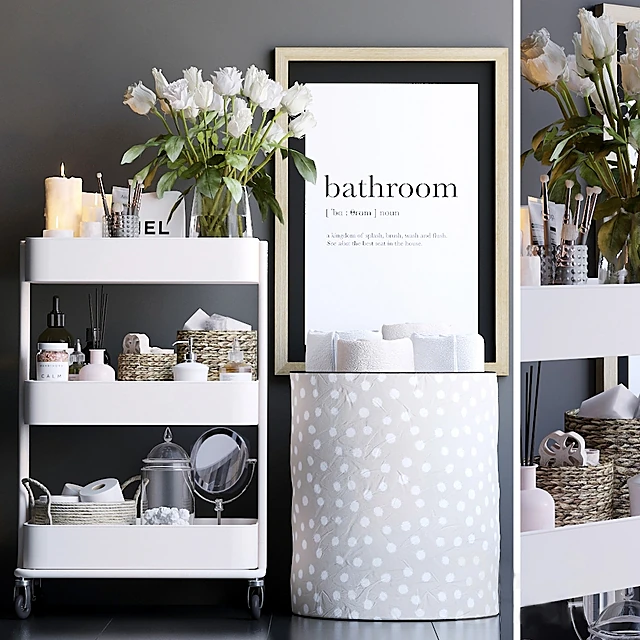 Bathroom Shelving Unit with Rolling Casters