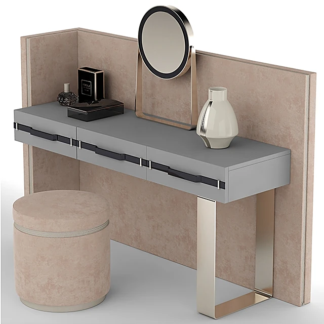 Modern Dressing Table Set with Mirror and Stool (2)
