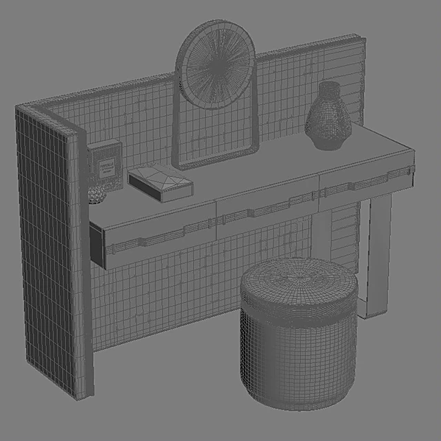 Modern Dressing Table Set with Mirror and Stool (3)